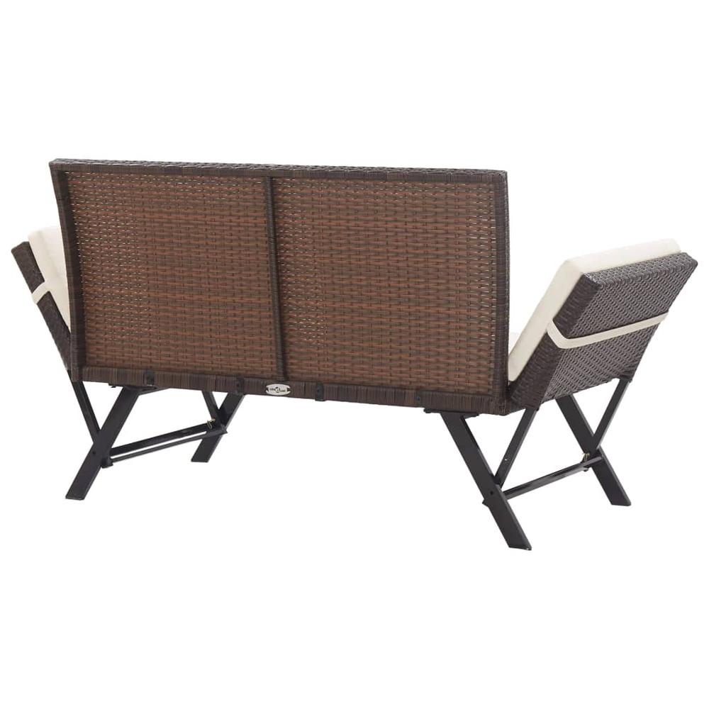 vidaXL Garden Bench with Cushions 69.3" Brown Poly Rattan, 46231. Picture 4