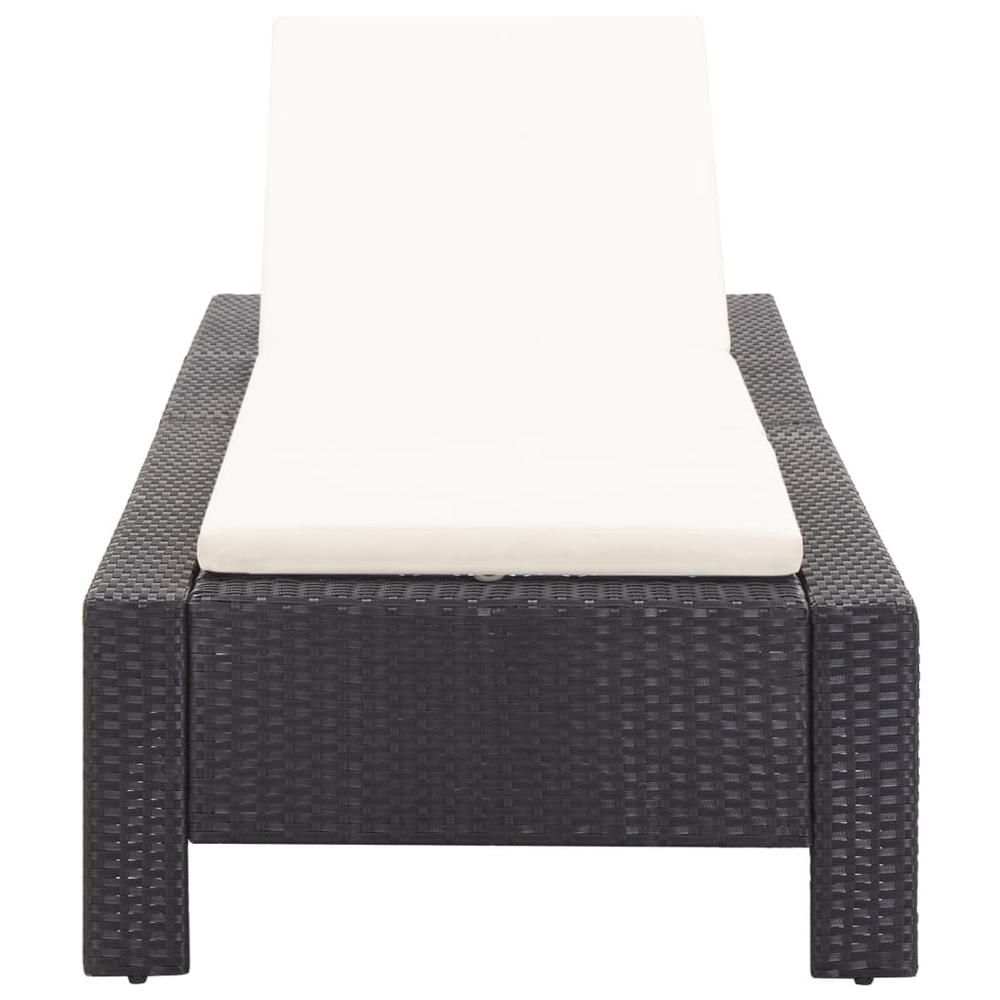 vidaXL Sunbed with Cushion Black Poly Rattan, 46234. Picture 5