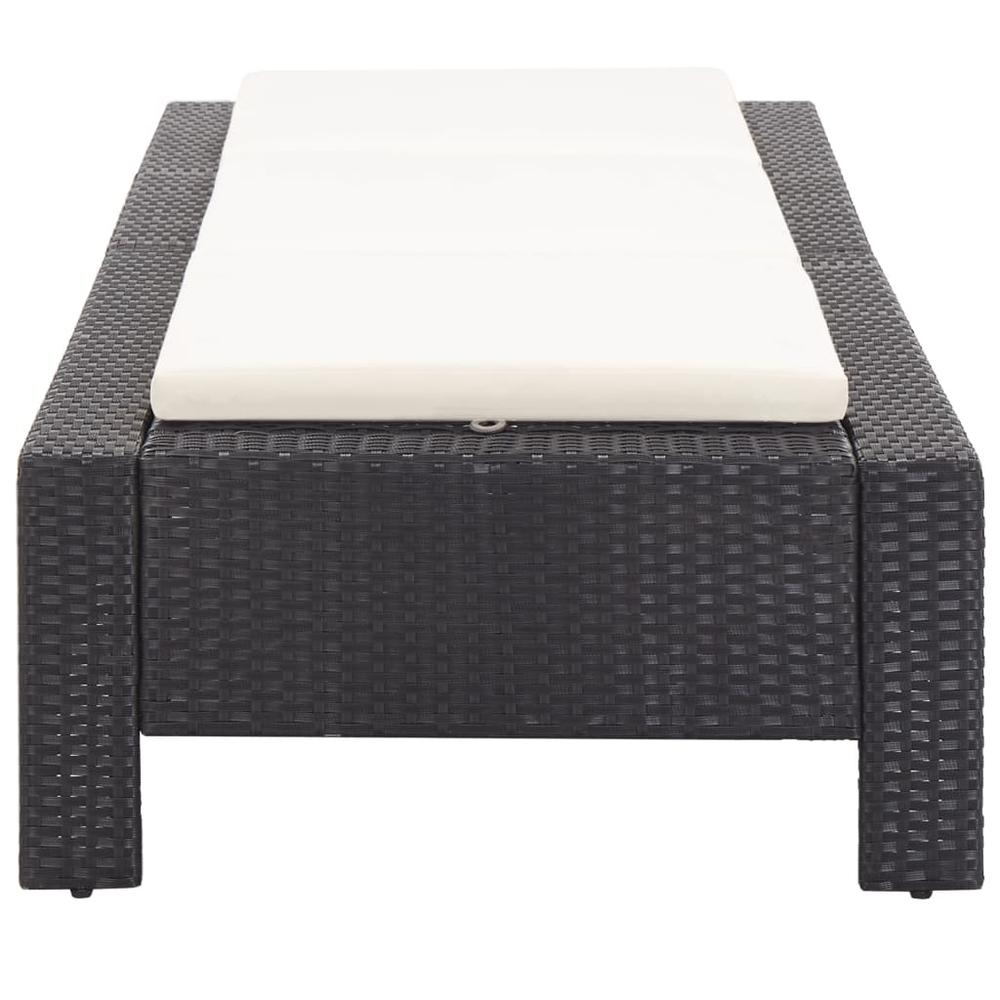 vidaXL Sunbed with Cushion Black Poly Rattan, 46234. Picture 6