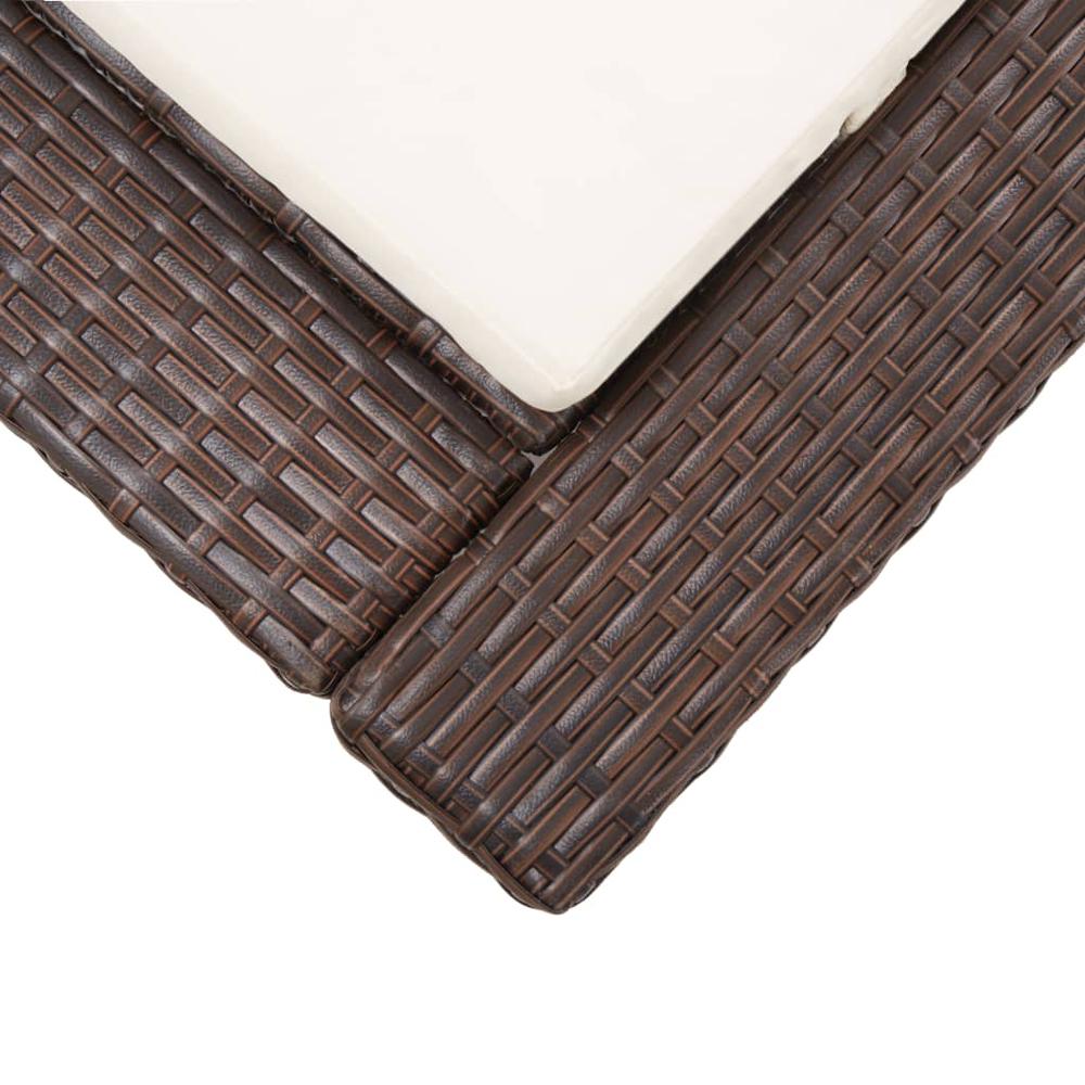 vidaXL Sunbed with Cushion Brown Poly Rattan, 46235. Picture 7
