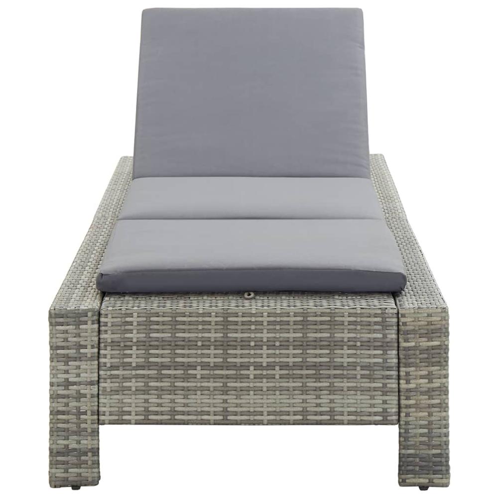 vidaXL Sunbed with Cushion Gray Poly Rattan, 46236. Picture 3