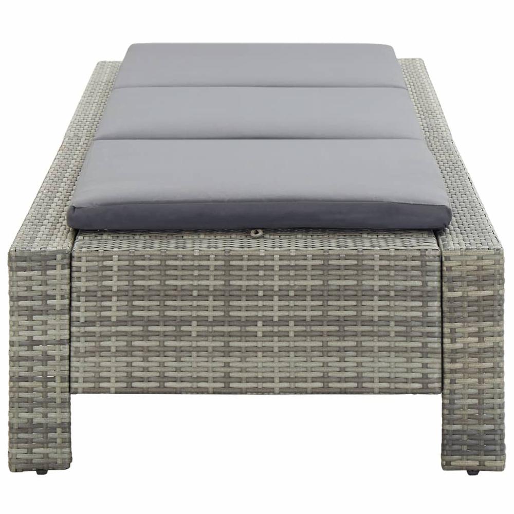vidaXL Sunbed with Cushion Gray Poly Rattan, 46236. Picture 4