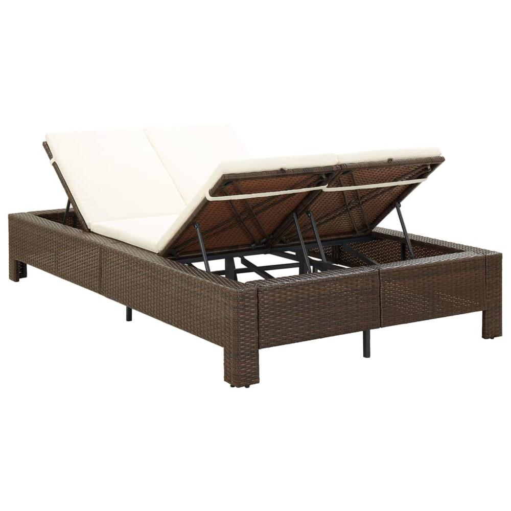 vidaXL 2-Person Sunbed with Cushion Brown Poly Rattan, 46239. Picture 3