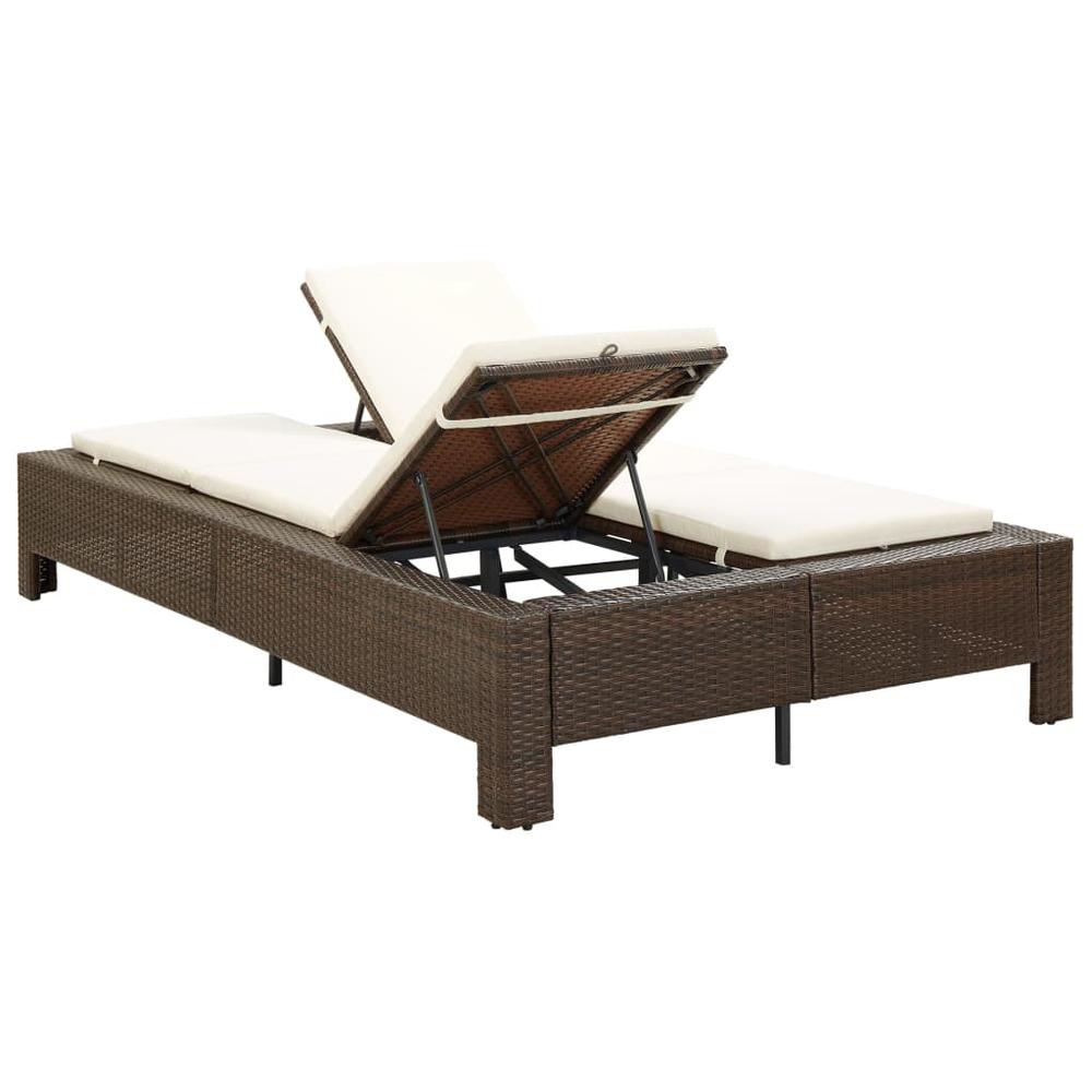 vidaXL 2-Person Sunbed with Cushion Brown Poly Rattan, 46239. Picture 4