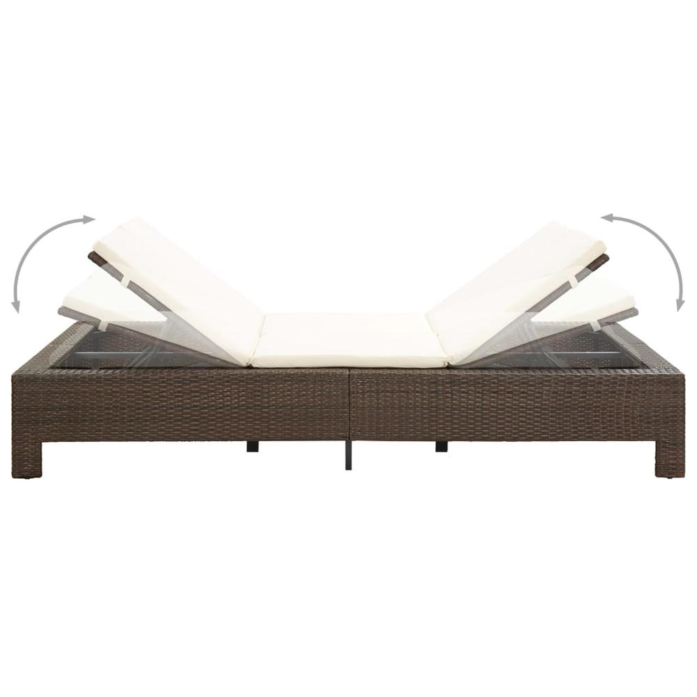 vidaXL 2-Person Sunbed with Cushion Brown Poly Rattan, 46239. Picture 5