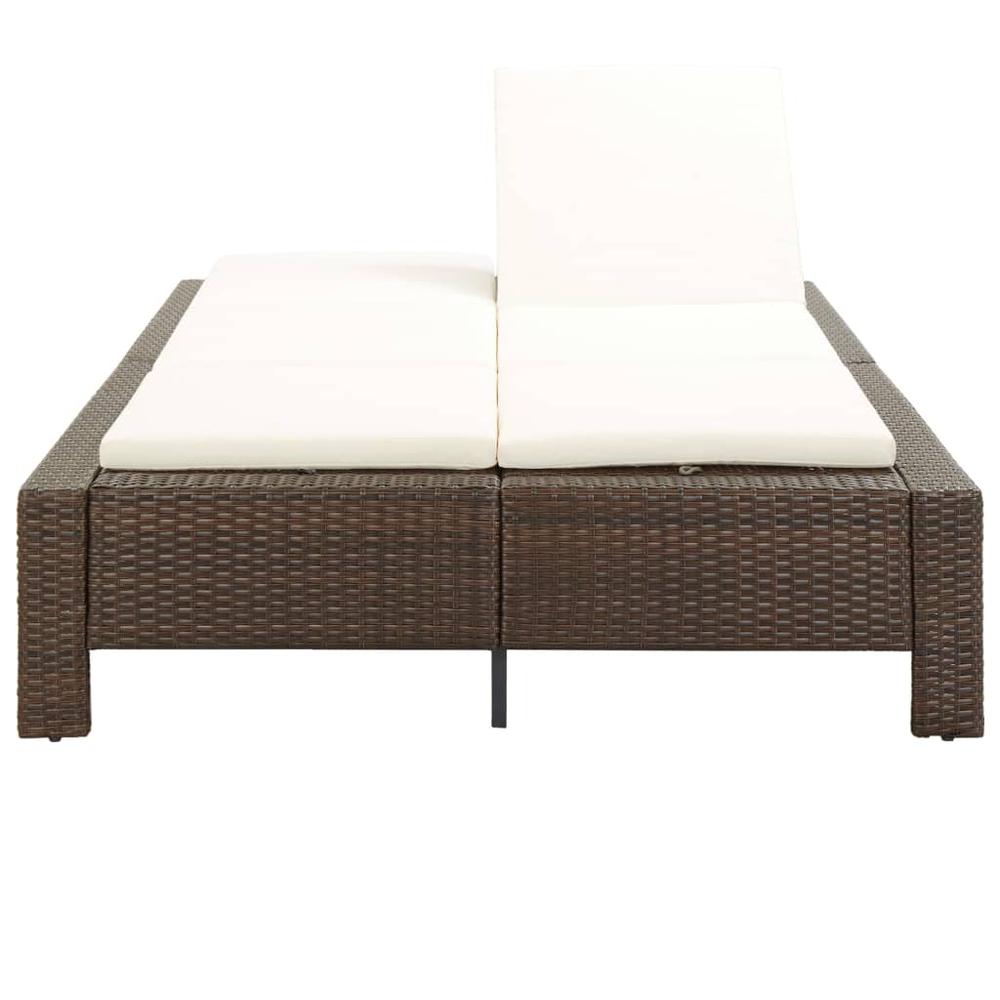 vidaXL 2-Person Sunbed with Cushion Brown Poly Rattan, 46239. Picture 7
