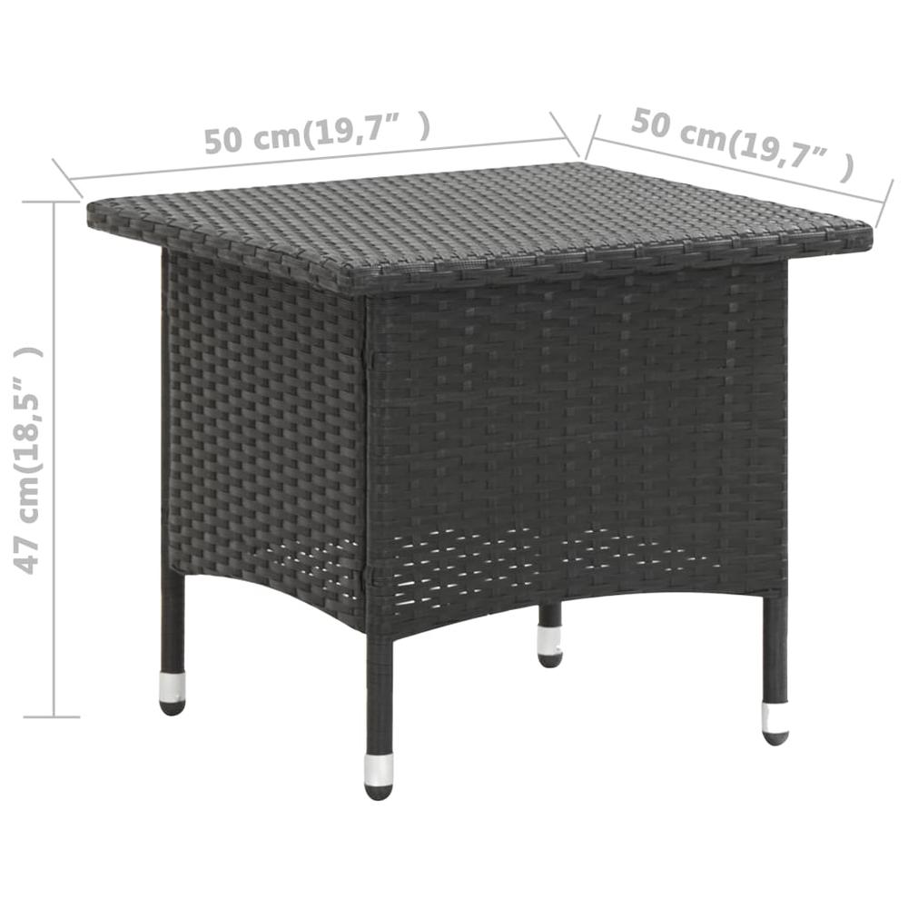vidaXL Tea Table Black 19.7"x19.7"x18.5" Poly Rattan, 46250. Picture 5