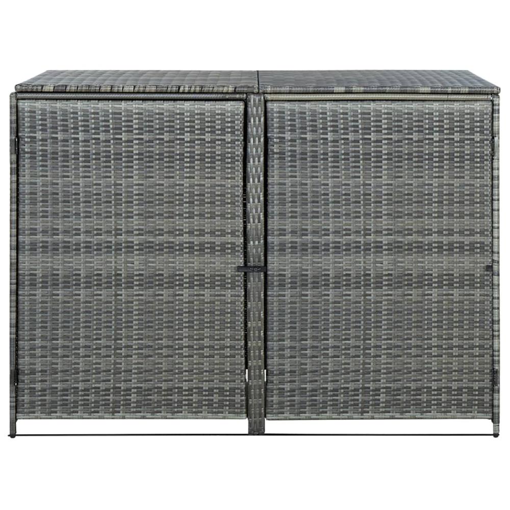 vidaXL Double Wheelie Bin Shed Poly Rattan Anthracite 58.3"x30.3"x43.7", 46463. Picture 3