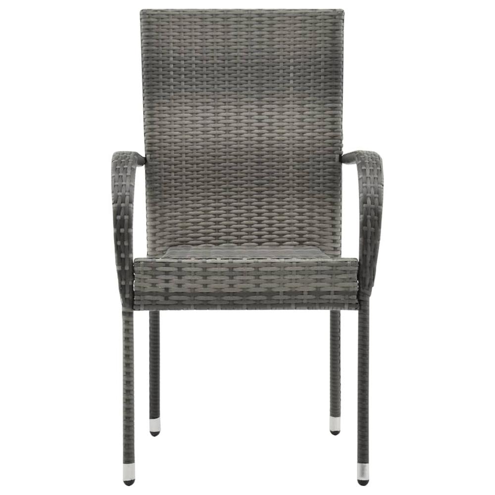 vidaXL Stackable Outdoor Chairs 2 pcs Gray Poly Rattan, 46464. Picture 4
