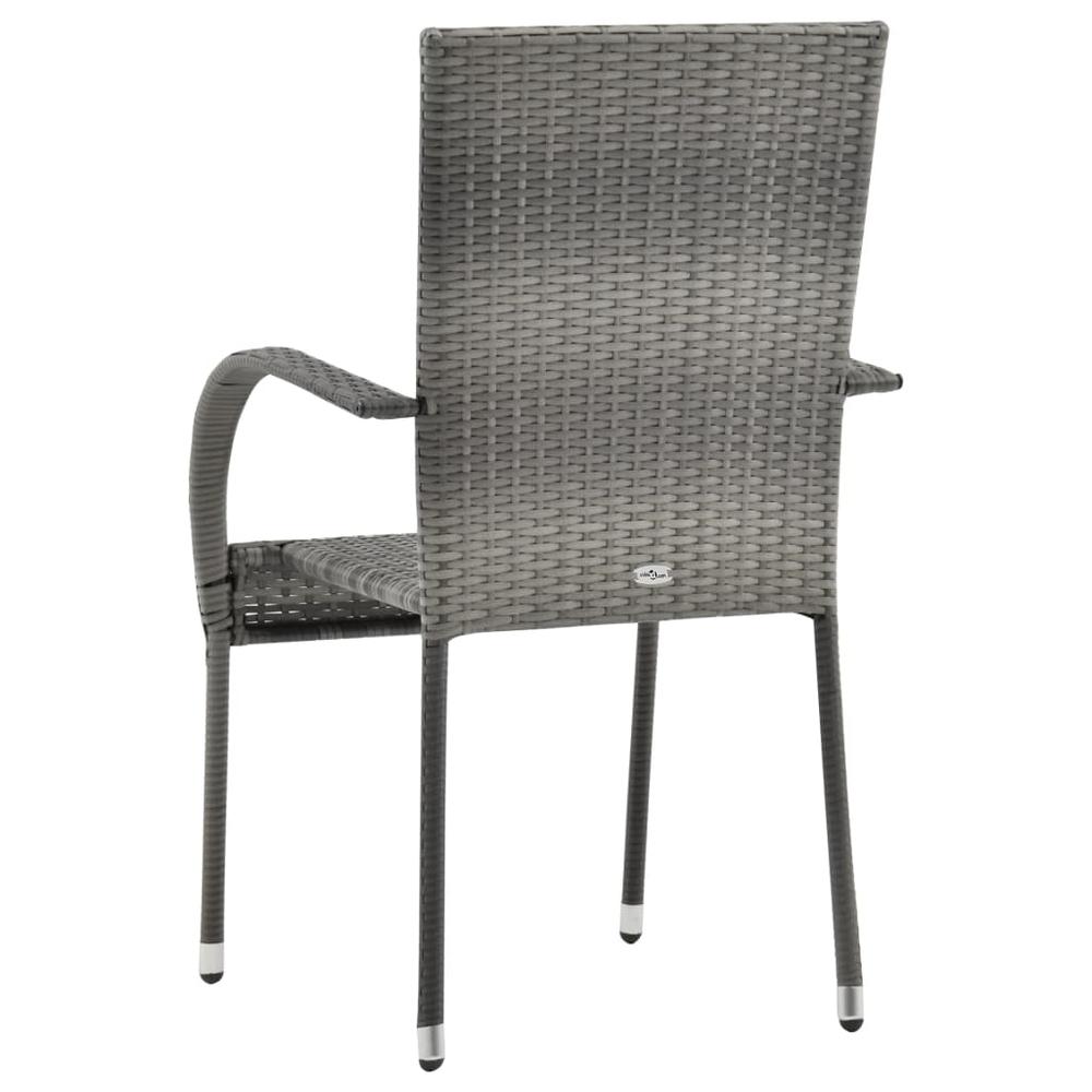 vidaXL Stackable Outdoor Chairs 2 pcs Gray Poly Rattan, 46464. Picture 6