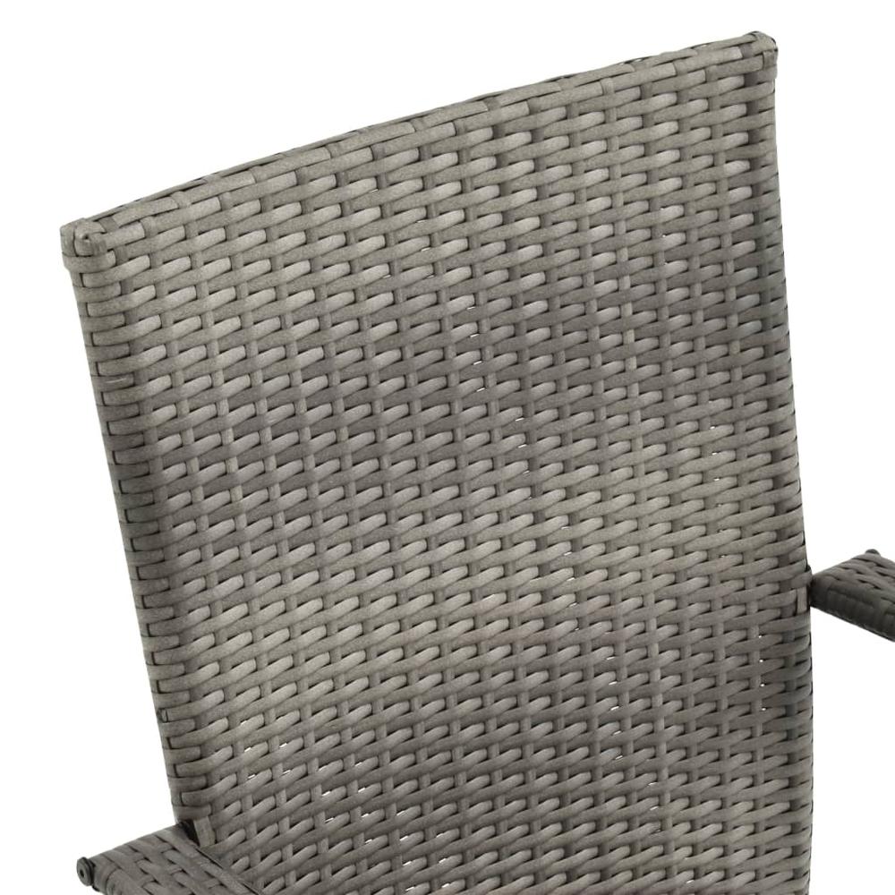 vidaXL Stackable Outdoor Chairs 2 pcs Gray Poly Rattan, 46464. Picture 7