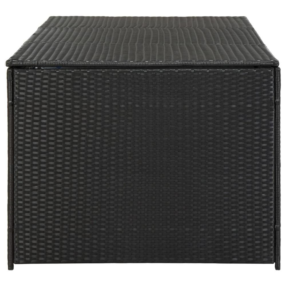 vidaXL Garden Storage Box Poly Rattan 70.8"x35.4"x29.5" Black, 46477. Picture 5
