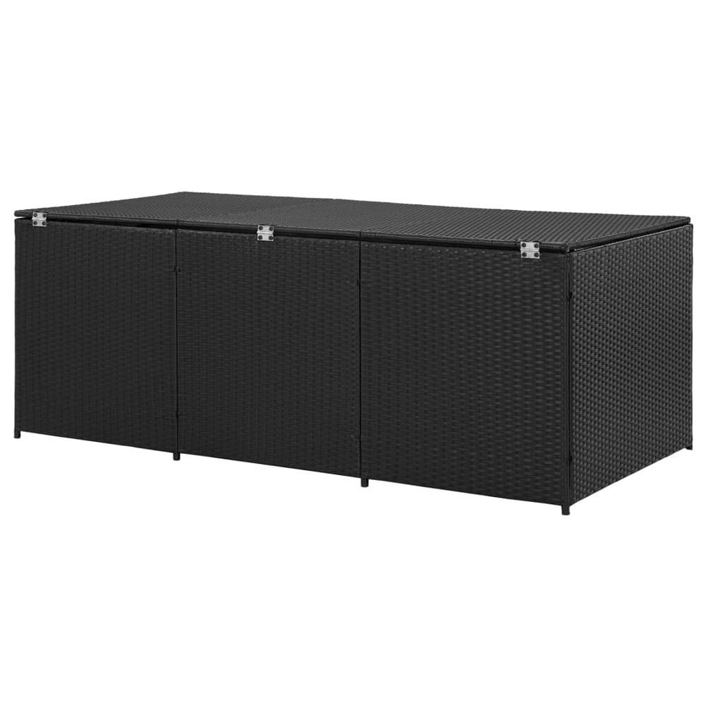 vidaXL Garden Storage Box Poly Rattan 70.8"x35.4"x29.5" Black, 46477. Picture 6