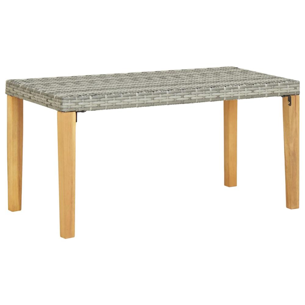 vidaXL Garden Bench 47.2" Gray Poly Rattan and Solid Acacia Wood, 46489. Picture 1