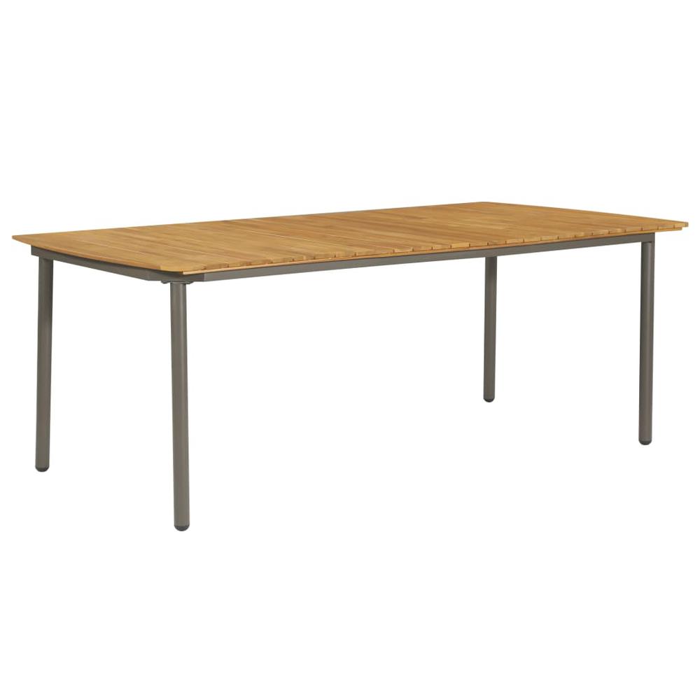 vidaXL Garden Table 78.7"x39.4"x28.3" Solid Acacia Wood and Steel, 47297. Picture 1