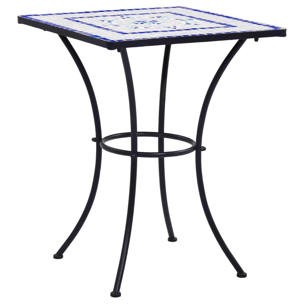 vidaXL Mosaic Bistro Table Blue and White 23.6" Ceramic, 46706. Picture 1