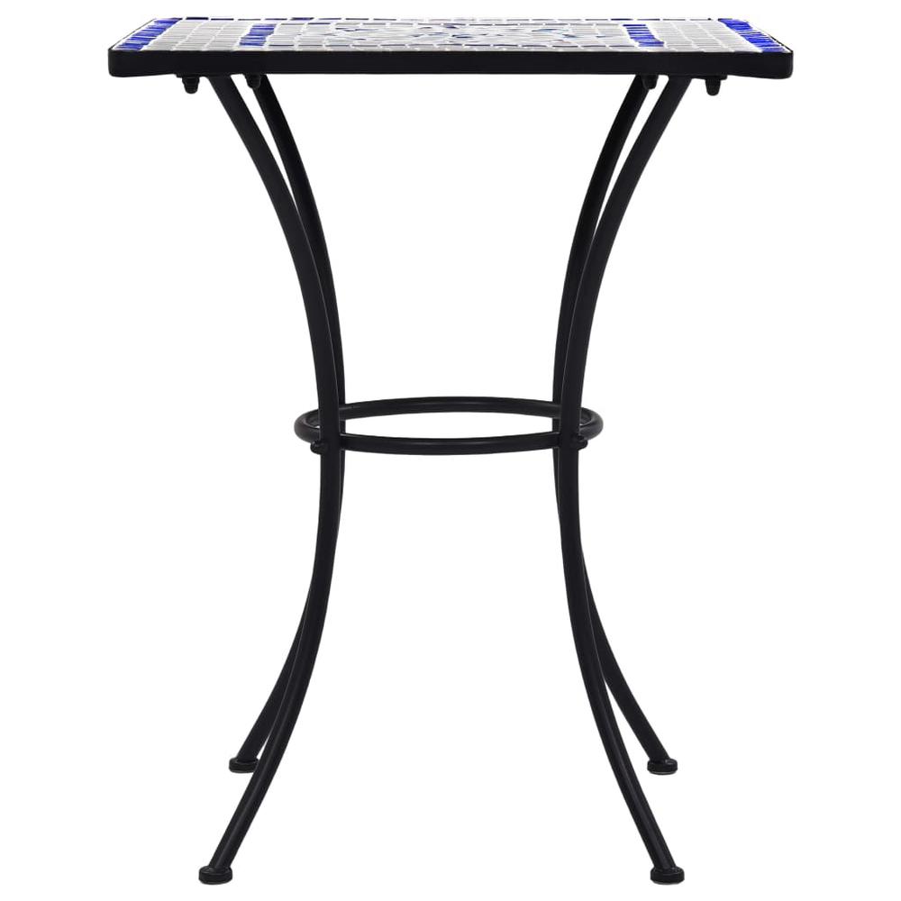 vidaXL Mosaic Bistro Table Blue and White 23.6" Ceramic, 46706. Picture 3