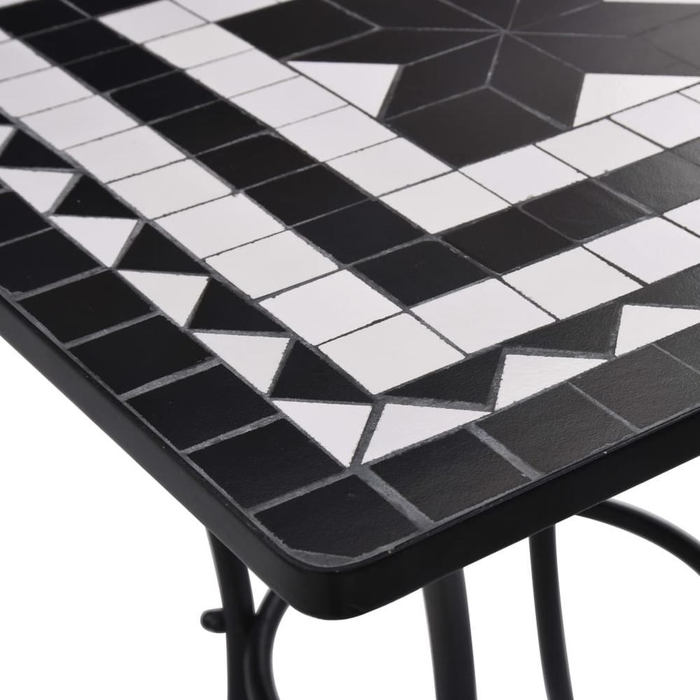 vidaXL Mosaic Bistro Table Black and White 23.6" Ceramic, 46707. Picture 4