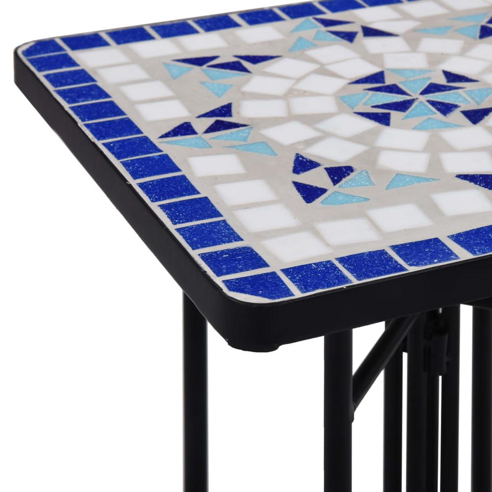 vidaXL Mosaic Side Table Blue and White Ceramic, 46710. Picture 5
