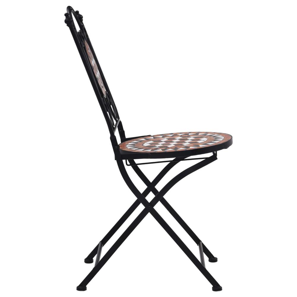 vidaXL Mosaic Bistro Chairs 2 pcs Brown Ceramic, 46714. Picture 5