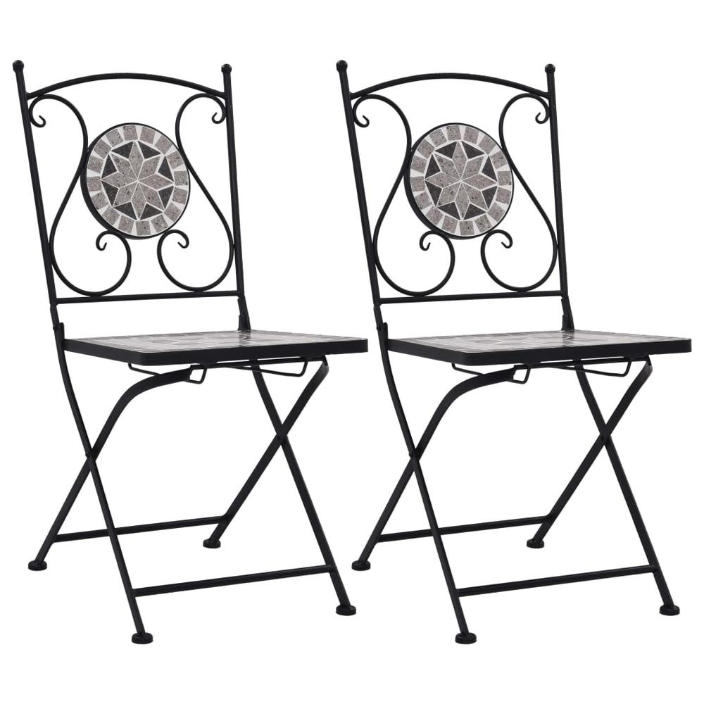 vidaXL Mosaic Bistro Chairs 2 pcs Gray, 46716. Picture 1