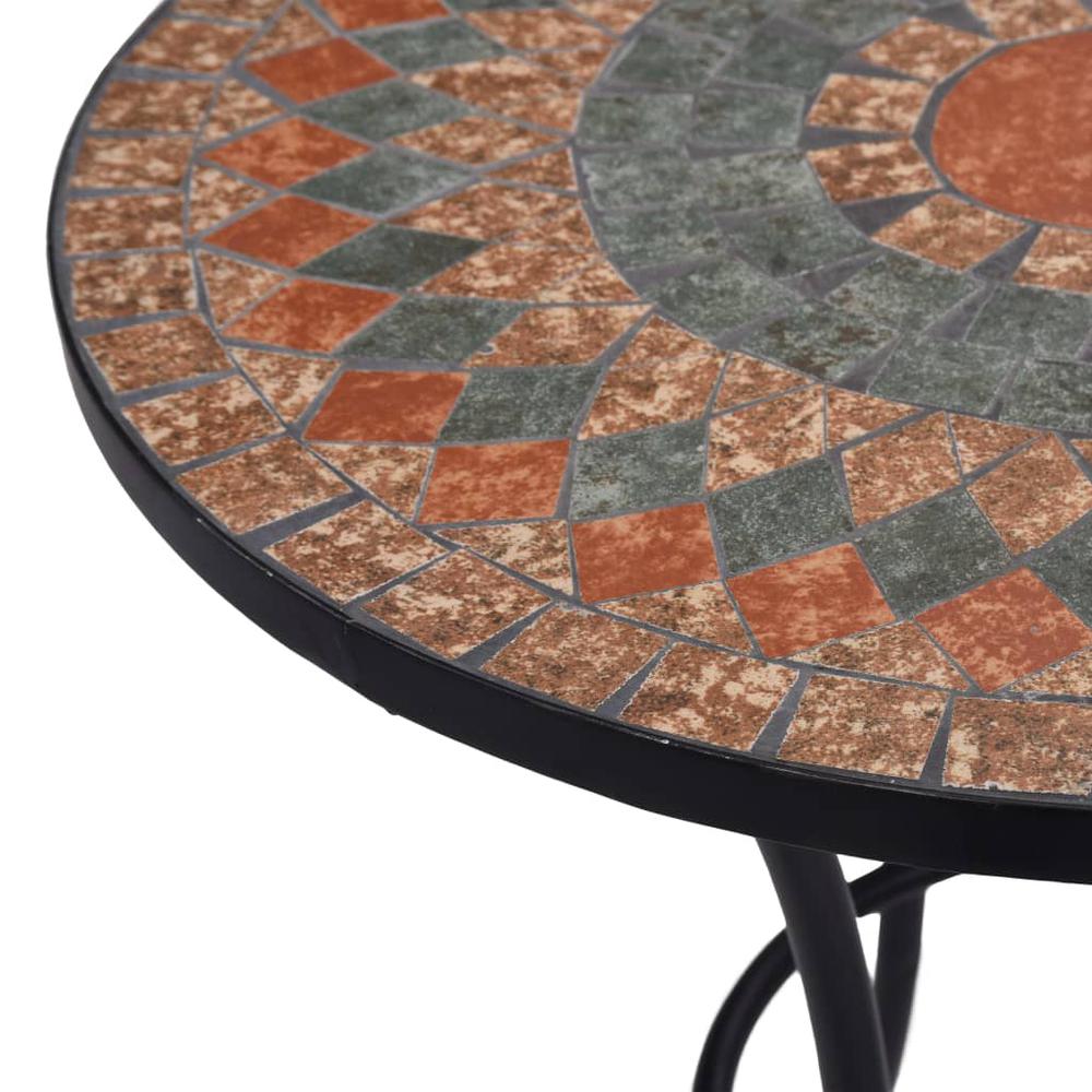 vidaXL Mosaic Bistro Table Orange/Gray 23.6" Ceramic, 46717. Picture 4