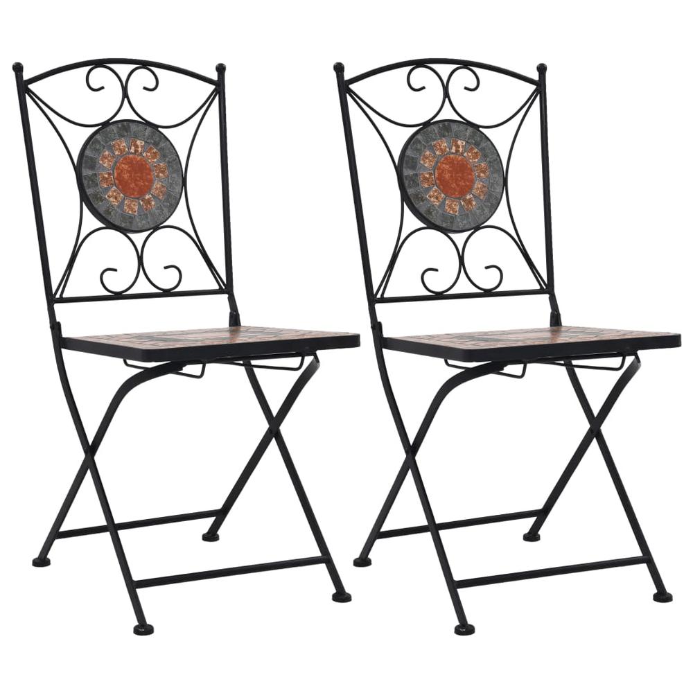 vidaXL Mosaic Bistro Chairs 2 pcs Orange/Gray, 46718. The main picture.