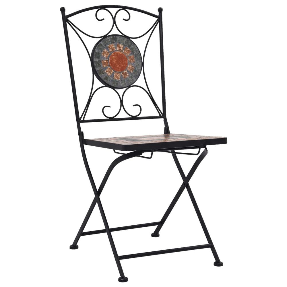 vidaXL Mosaic Bistro Chairs 2 pcs Orange/Gray, 46718. Picture 2