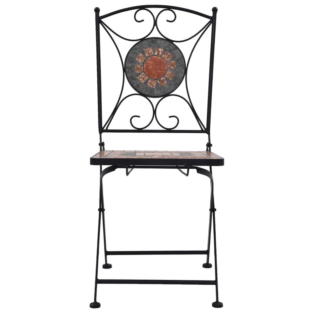 vidaXL Mosaic Bistro Chairs 2 pcs Orange/Gray, 46718. Picture 3