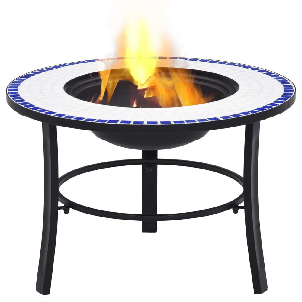 vidaXL Mosaic Fire Pit Blue and White 26.8" Ceramic, 46720. Picture 2