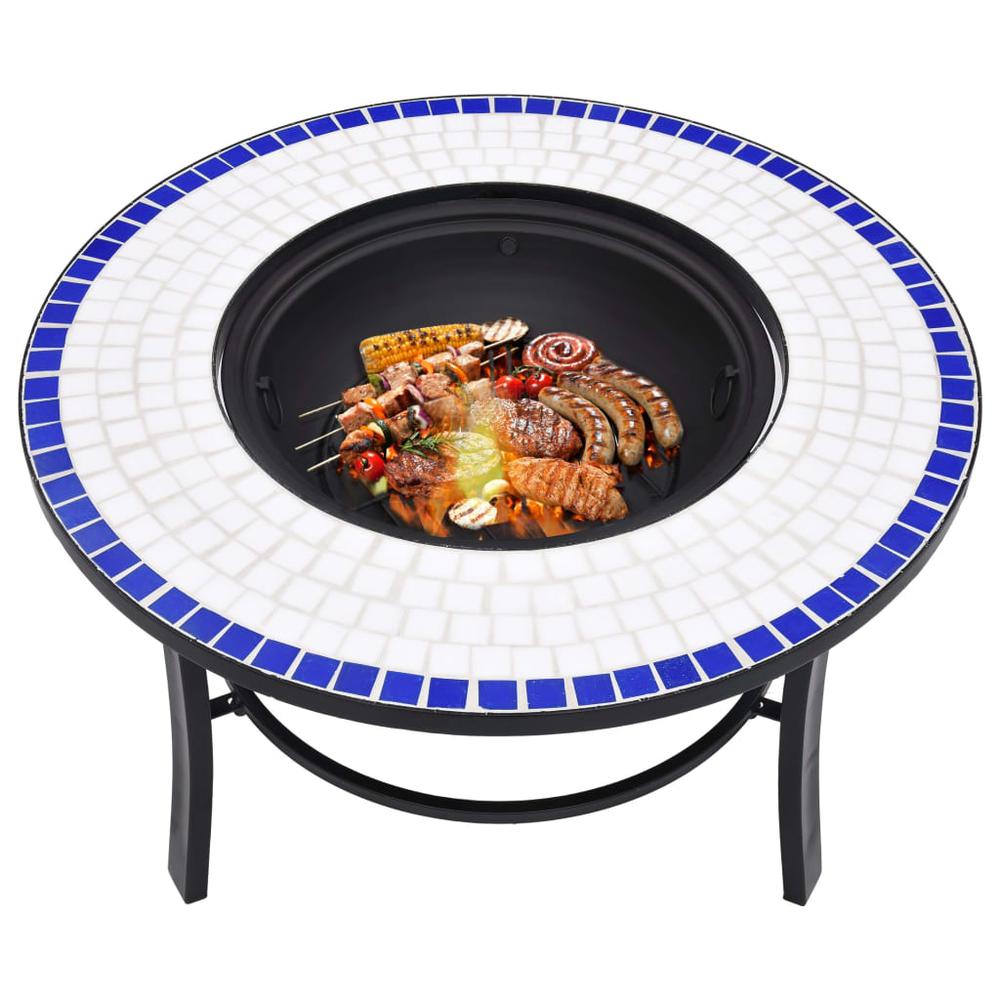 vidaXL Mosaic Fire Pit Blue and White 26.8" Ceramic, 46720. Picture 3