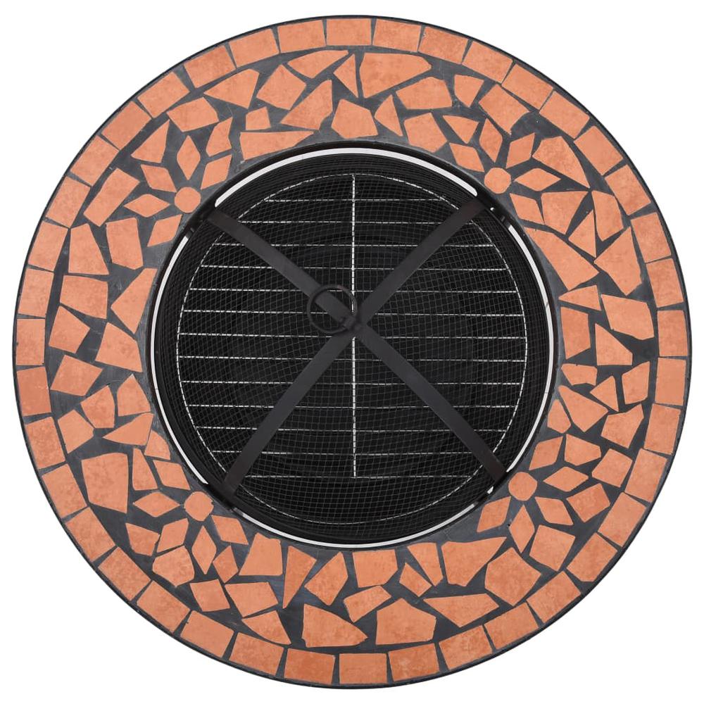 vidaXL Mosaic Fire Pit Table Terracotta 26.8" Ceramic, 46723. Picture 8