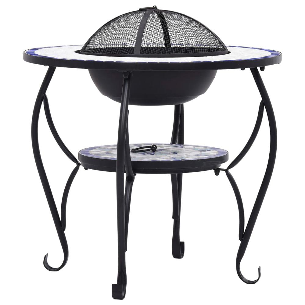 vidaXL Mosaic Fire Pit Table Blue and White 26.8" Ceramic, 46724. Picture 6