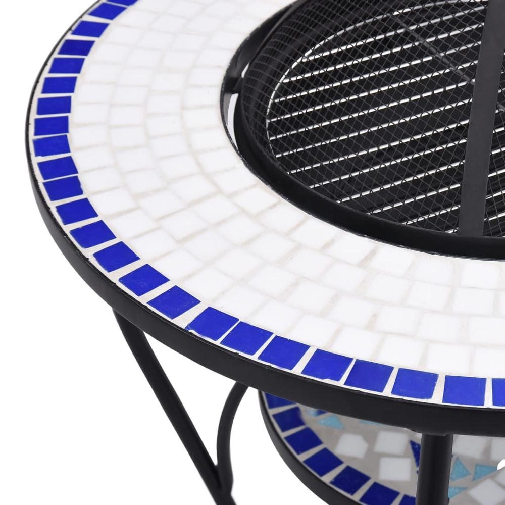vidaXL Mosaic Fire Pit Table Blue and White 26.8" Ceramic, 46724. Picture 7
