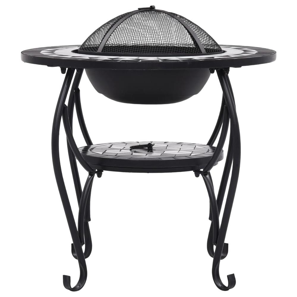vidaXL Mosaic Fire Pit Table Black and White 26.8" Ceramic, 46725. Picture 5