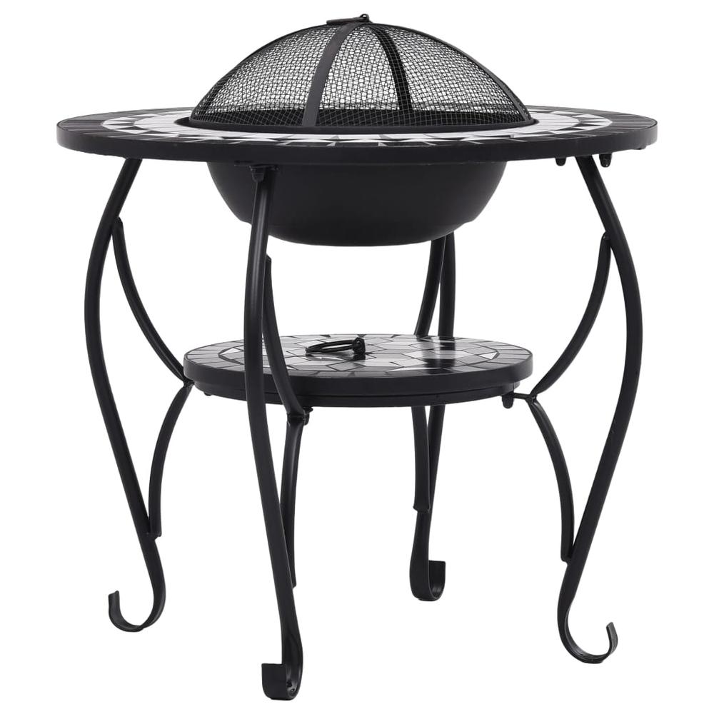 vidaXL Mosaic Fire Pit Table Black and White 26.8" Ceramic, 46725. Picture 6