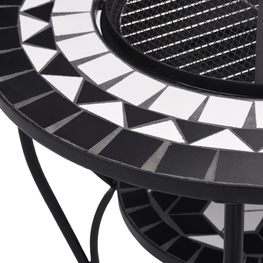 vidaXL Mosaic Fire Pit Table Black and White 26.8" Ceramic, 46725. Picture 7