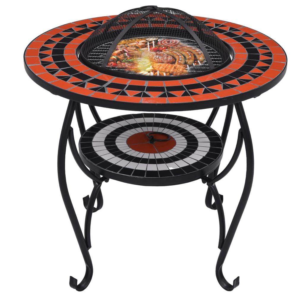 vidaXL Mosaic Fire Pit Table Terracotta and White 26.8" Ceramic, 46726. Picture 3