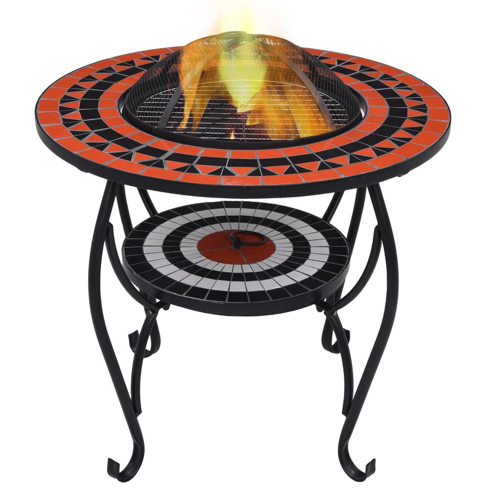 vidaXL Mosaic Fire Pit Table Terracotta and White 26.8" Ceramic, 46726. Picture 1