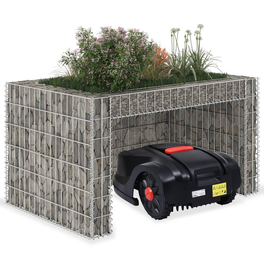 vidaXL Lawn Mower Garage with Raised Bed 43.3"x31.5"x23.6" Steel Wire, 145655. Picture 1