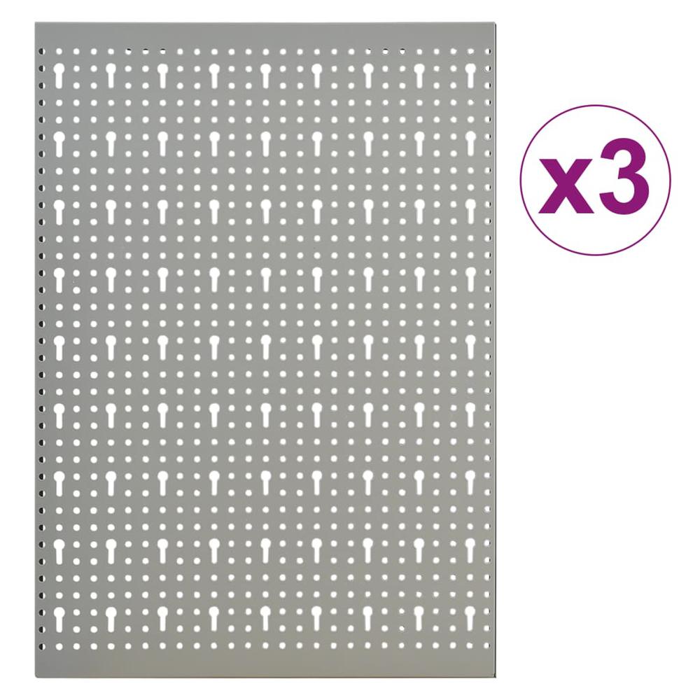 vidaXL Wall-mounted Peg Boards 3 pcs 15.7"x22.8" Steel, 145349. Picture 4