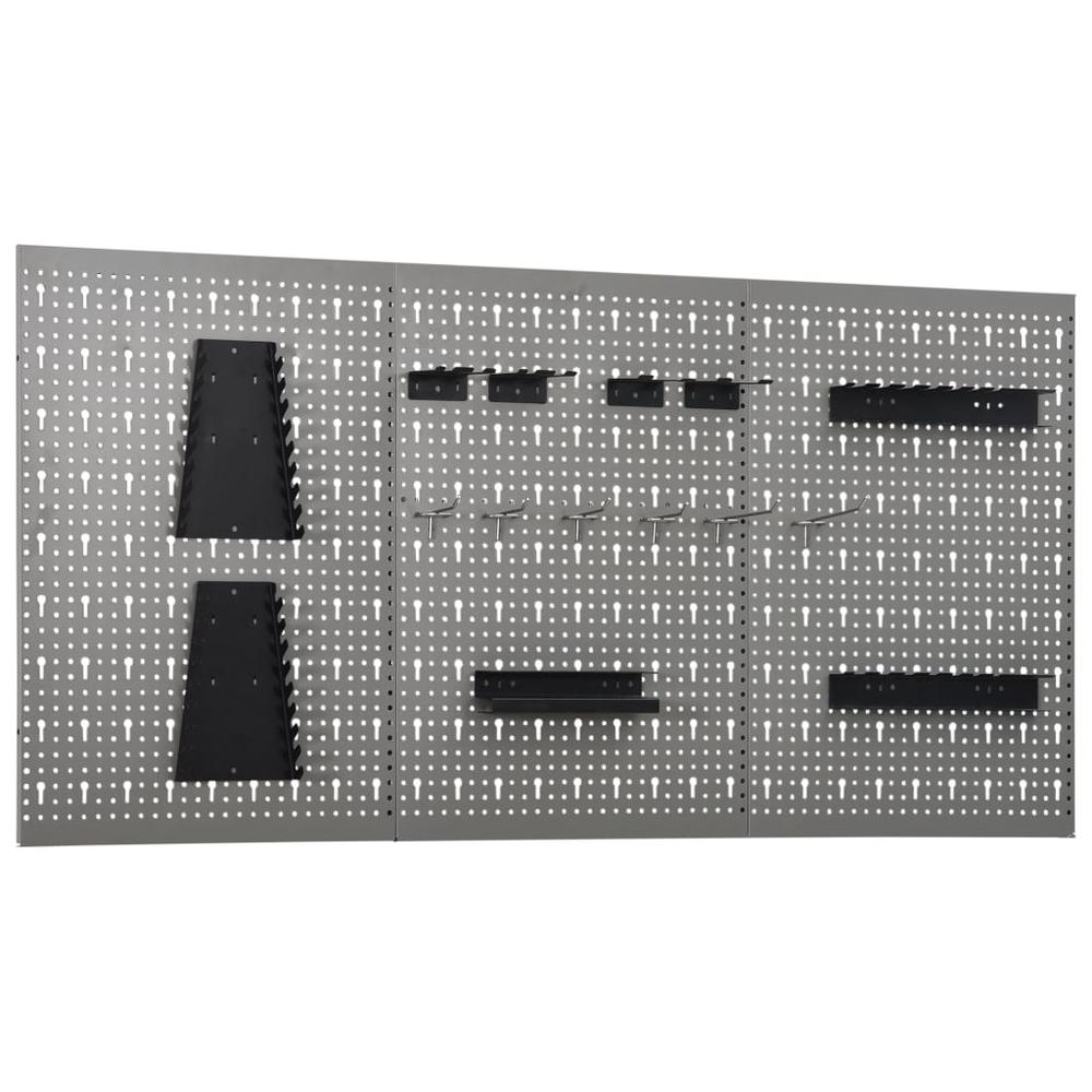 vidaXL Wall-mounted Peg Boards 3 pcs 15.7"x22.8" Steel, 145351. Picture 1