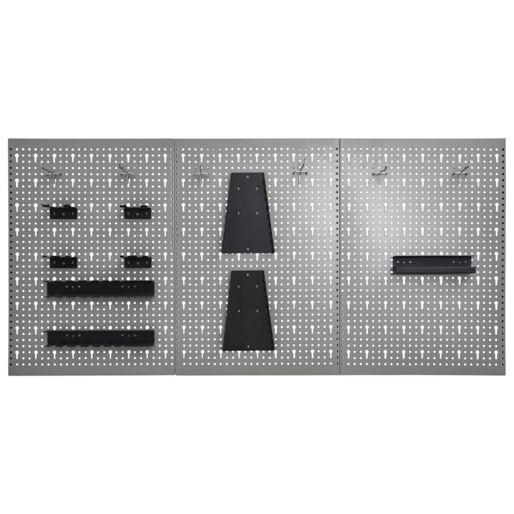 vidaXL Wall-mounted Peg Boards 3 pcs 15.7"x22.8" Steel, 145351. Picture 3