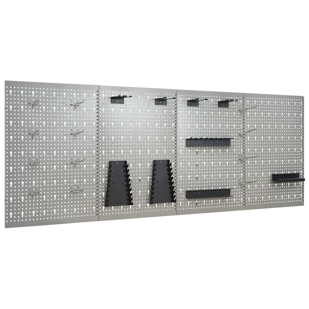 vidaXL Wall-mounted Peg Boards 4 pcs 15.7"x22.8" Steel, 145352. Picture 1