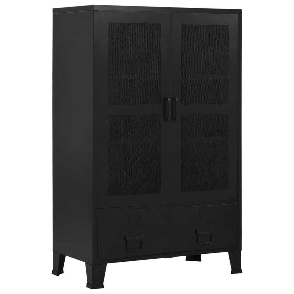 vidaXL Office Cabinet with Mesh Doors Industrial Black 29.5"x15.7"x47.2" Steel, 145355. Picture 1