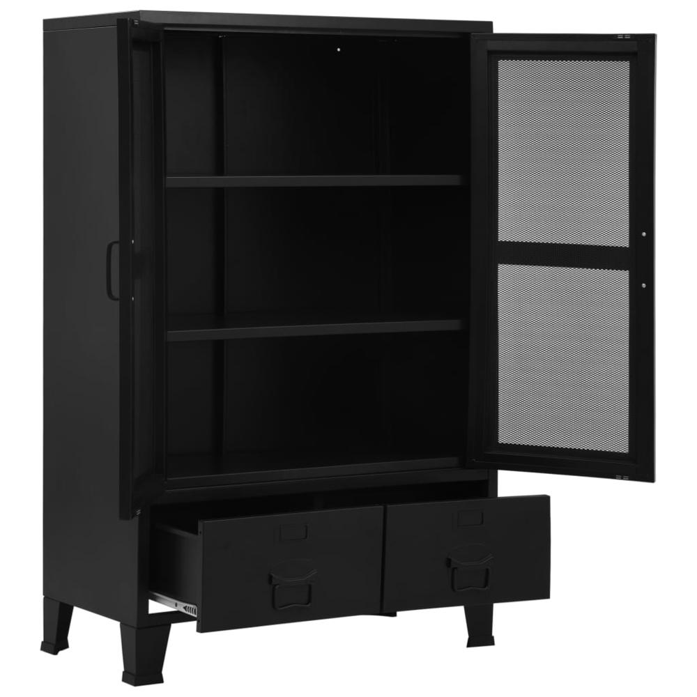 vidaXL Office Cabinet with Mesh Doors Industrial Black 29.5"x15.7"x47.2" Steel, 145355. Picture 3