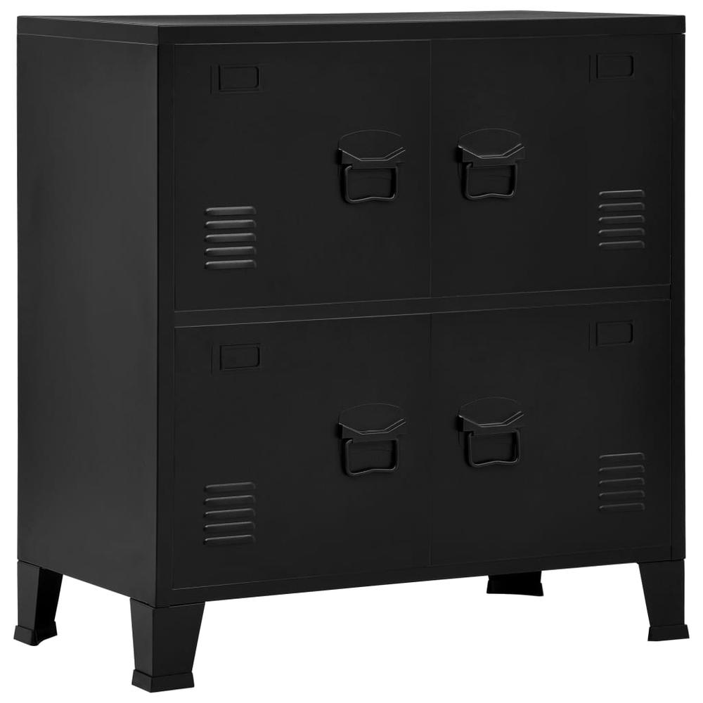 vidaXL Filing Cabinet with 4 Doors Industrial Black 29.5"x15.7"x31.5" Steel, 145358. Picture 1