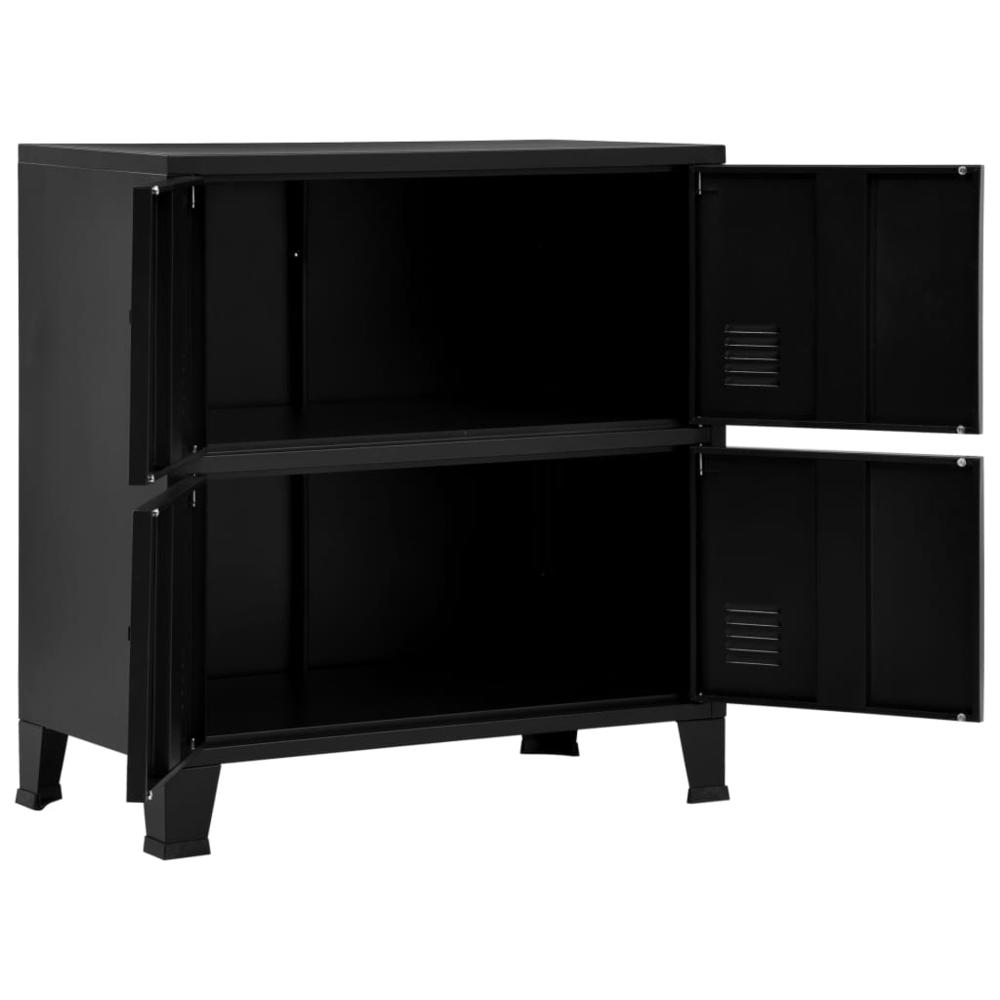 vidaXL Filing Cabinet with 4 Doors Industrial Black 29.5"x15.7"x31.5" Steel, 145358. Picture 2