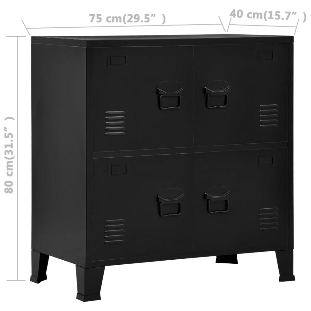vidaXL Filing Cabinet with 4 Doors Industrial Black 29.5"x15.7"x31.5" Steel, 145358. Picture 7