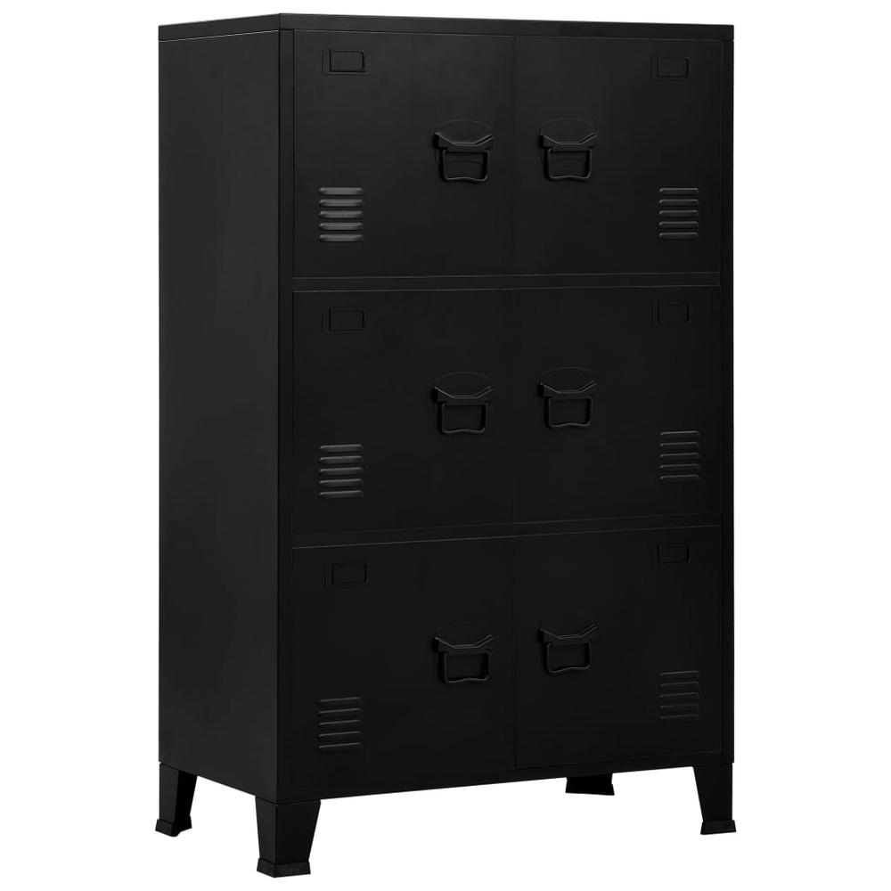 vidaXL Filing Cabinet with 6 Doors Industrial Black 29.5"x15.7"x47.2" Steel, 145359. Picture 1